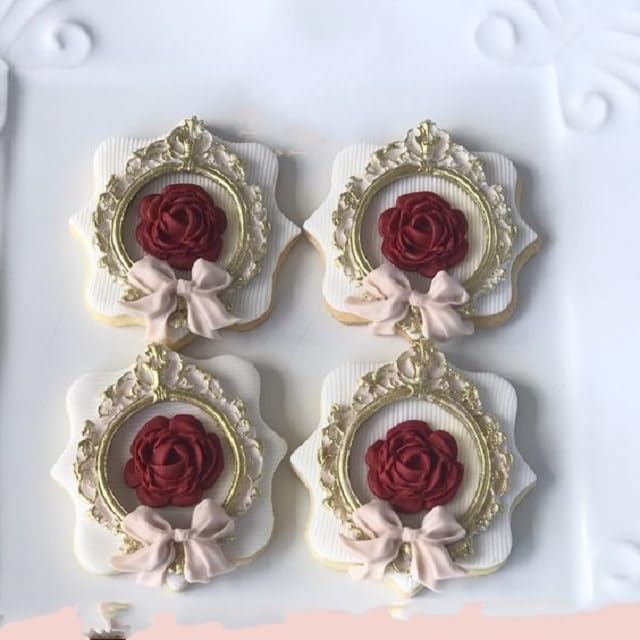 Anyana Mini Victorian Picture Rectangle Oval Royal Frame Photo Mirror Mould Cake Fondant Gum Paste Silicone Molds Set Of 2