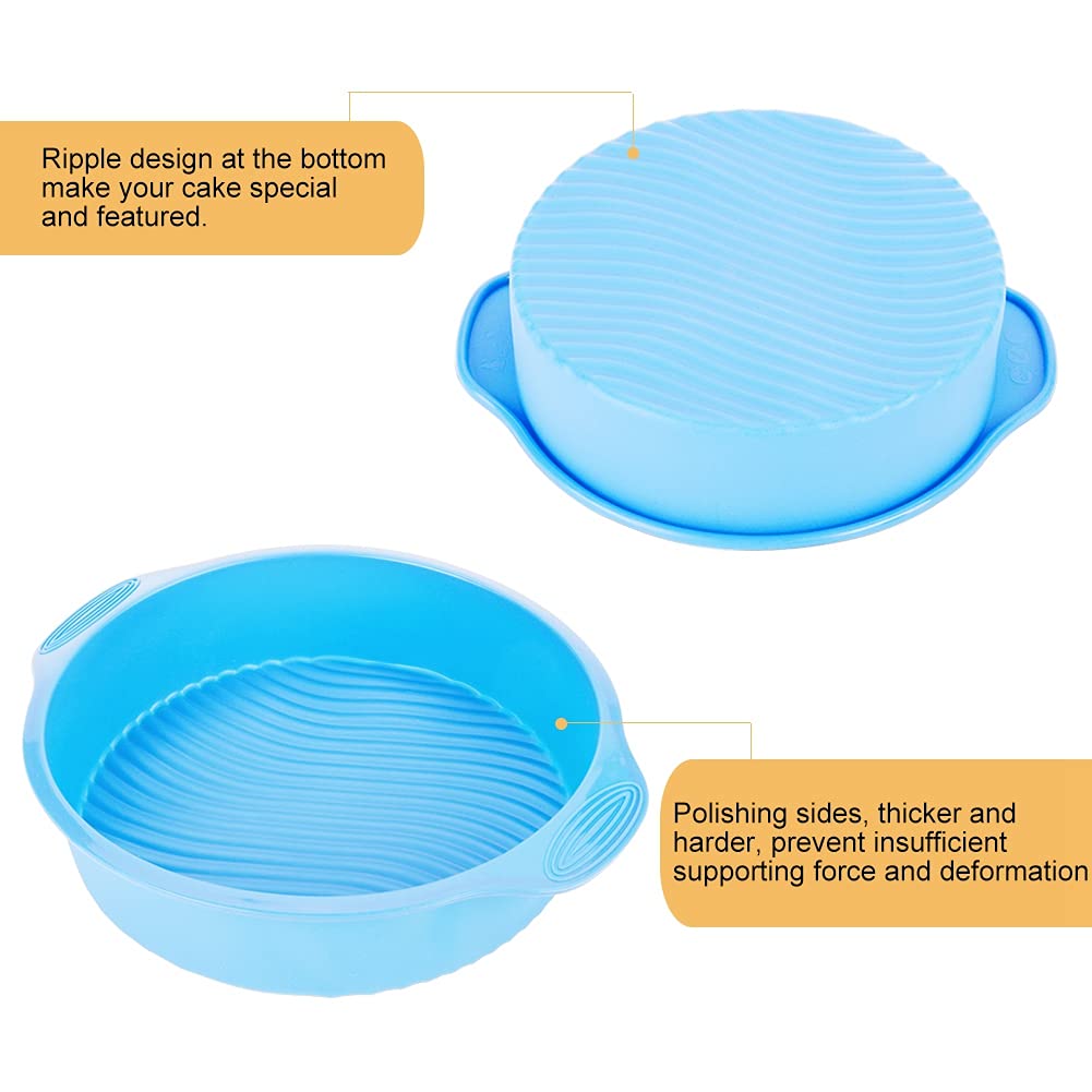 Topincn Round Cake Pan Silicone Round Shape Various Baking Pan For Oven Cake Nonstick For Baking Bakeware Accessories 9 Inch(Blu