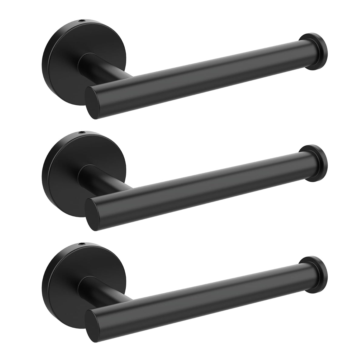 Setsail Toilet Paper Holder Screw-In 3 Packs Matte Black Bathroom Toilet Paper Roll Holders Wall Mount Stainless Steel Tissue Ho