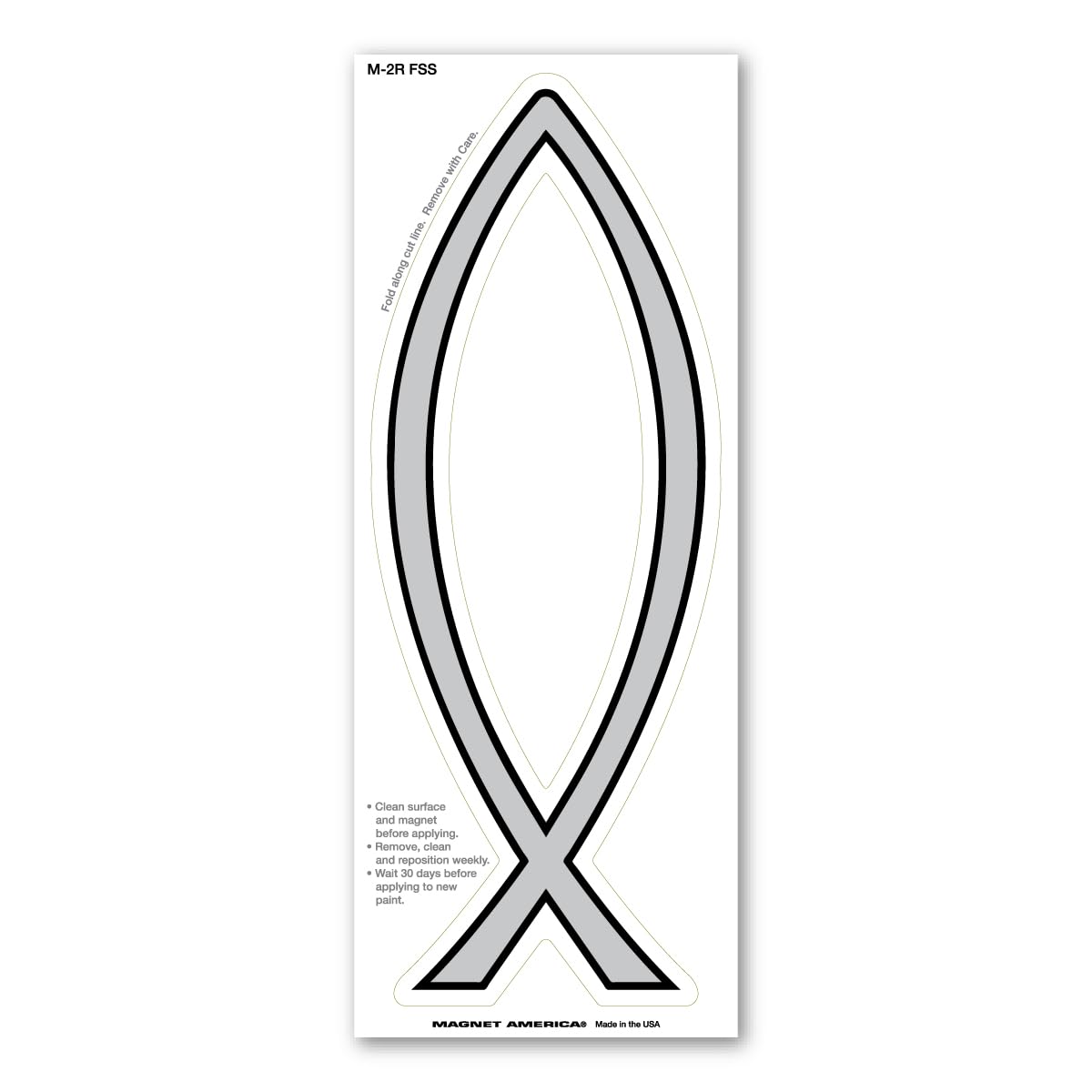 Silver Plain Fish Magnet By Magnet America Is 2.625'' X 7'' Made For Vehicles And Refrigerators