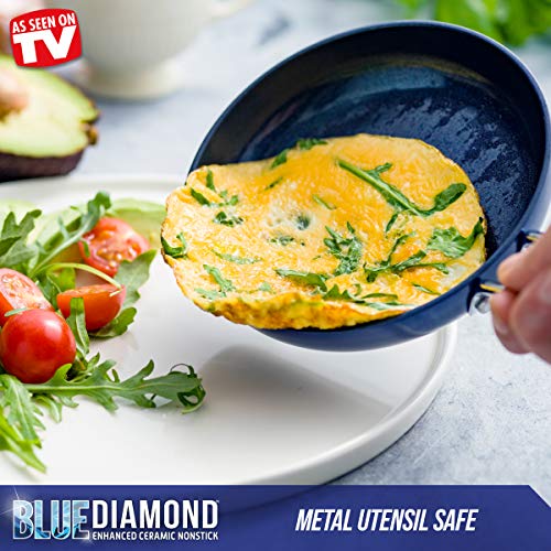 Blue Diamond Mini Egg Pan, Healthy Ceramic Nonstick, 0 Size, Blue, Model CC002447-001