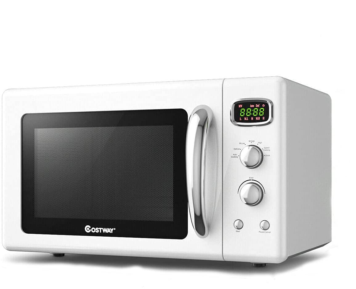Moccha Large 0.9Cu.Ft Countertop Microwave Oven, 900-Watt Retro Microwave W/Child Safety Lock, Defrost & Auto Cooking Function,