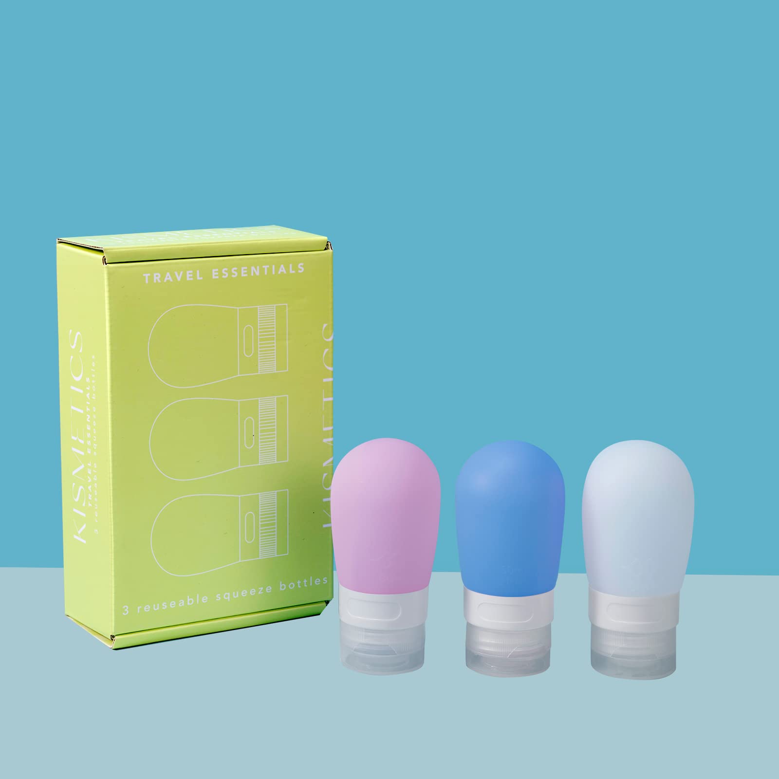 Kismetics Leak Proof Squeezable Silicone Travel Bottles, Reusable, Refillable Bottles, Bulb Shape, Sustainable, Tsa Carry On App