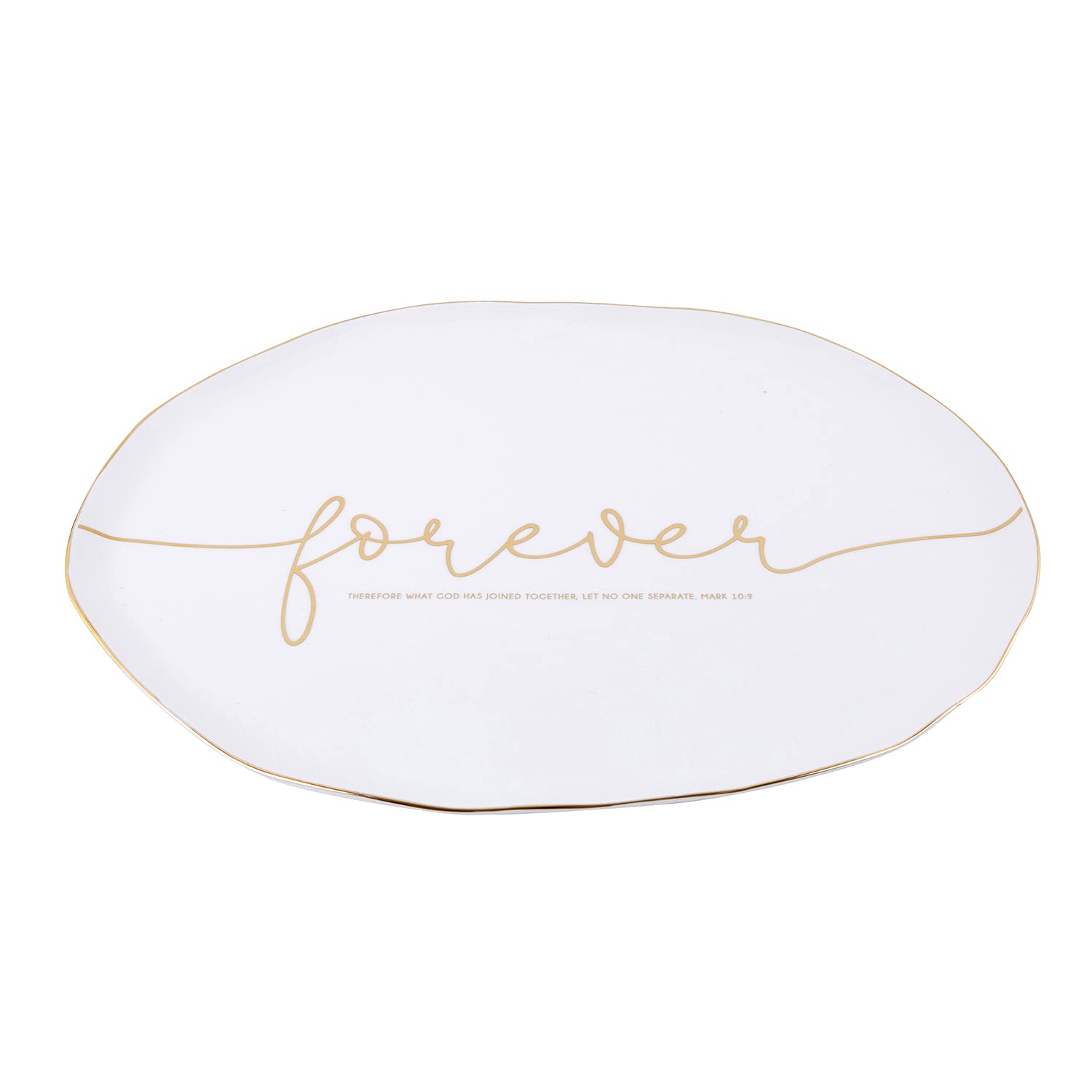 Creative Brands Faithworks-Wedding Collection Inspirational Ceramic Serving Platter, 14 X 10-Inch, Forever