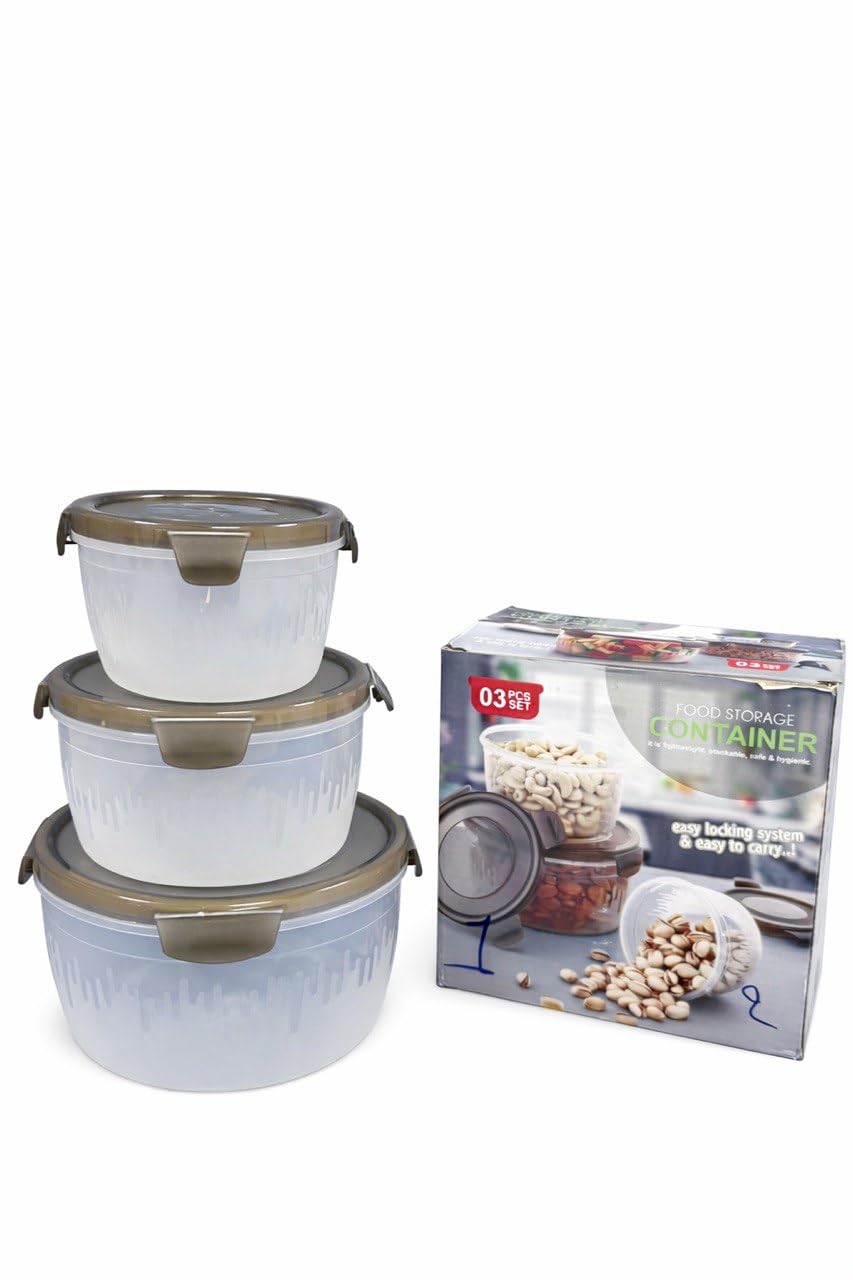 Zetkee Storage And Containers 3 Pcs Set 600Ml Airtight Plastic Kitchen Containers, Fridge Storage Containers For Pantry Grains P