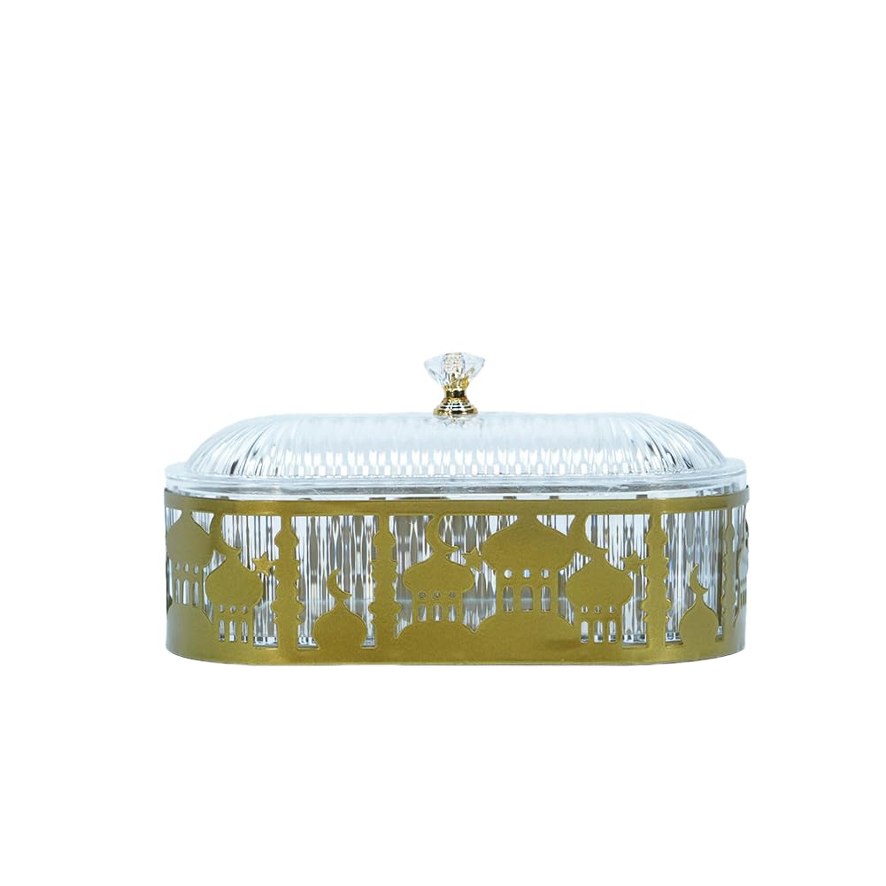 Ramadan Tray With Lid Eid Mubarak Dinner Plate Tray Ramadan Serving Tray Muslim Islamic Dessert Trays Tableware Dessert Metal Pl