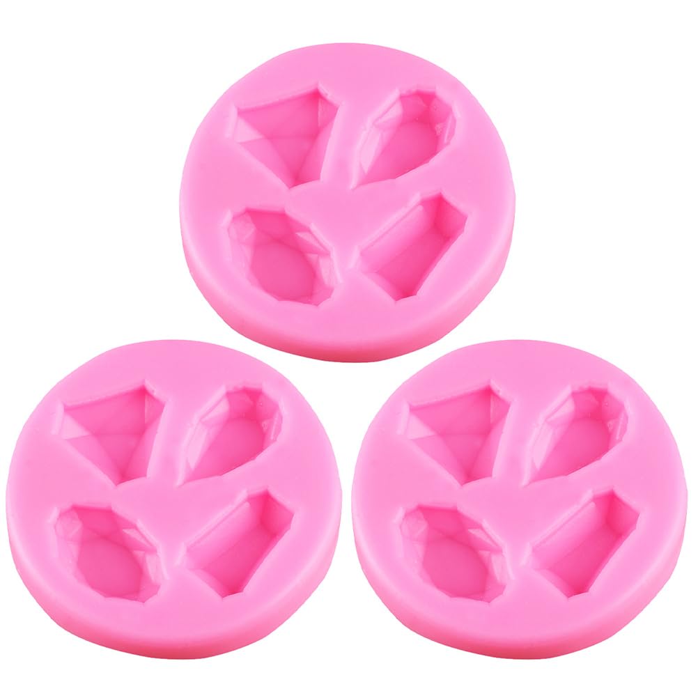 Hemoton 3Pcs Gems Silicone Molds For Cake Decorating Polymer Clay Resin Epoxy Gemstone Pastry Silicone Molds For Baking Candy Fo