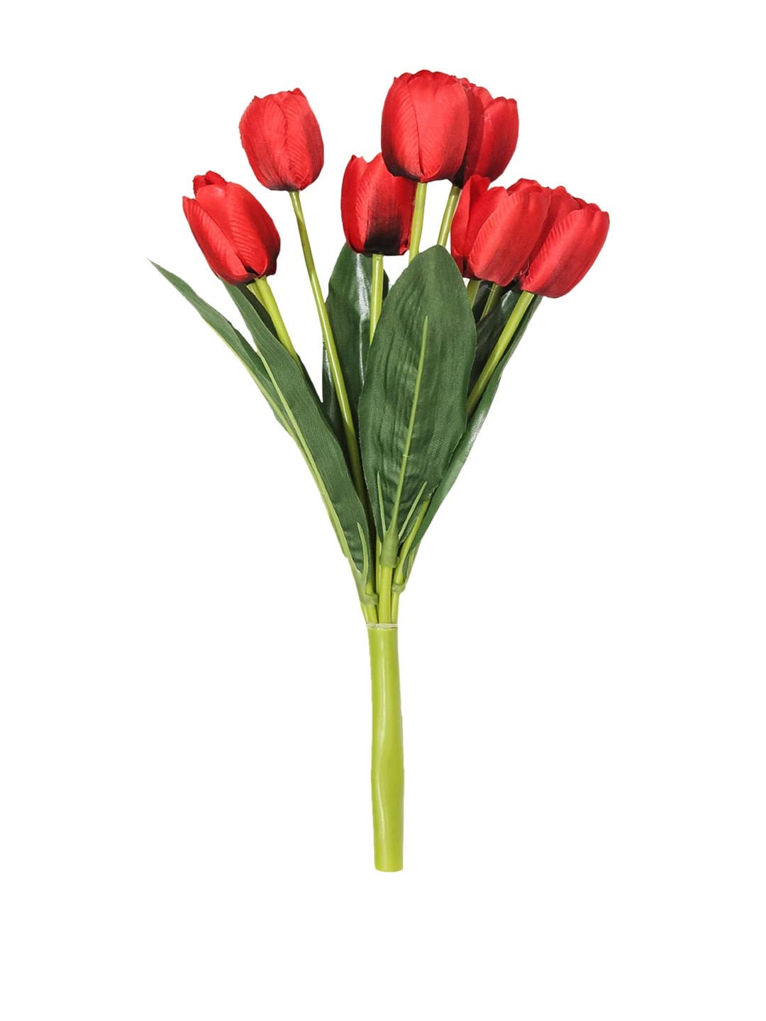 Fourwalls Beautiful Artificial Polyester and Plastic Tulip Flower Bunch (9 Head Flower, 38 cm Total Height, Red)
