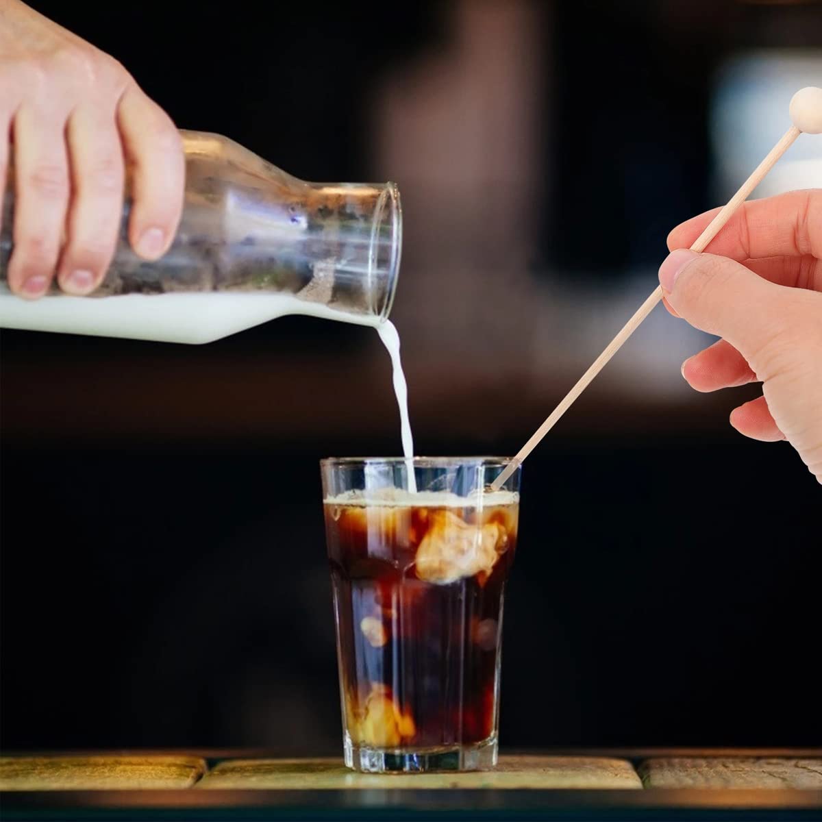 100 Pieces Rock Candy Sticks With Ball Wooden Sticks Wood Cake Sticks Drink Stirrer Sticks For Lollipop Coffee Appetizer Skewers