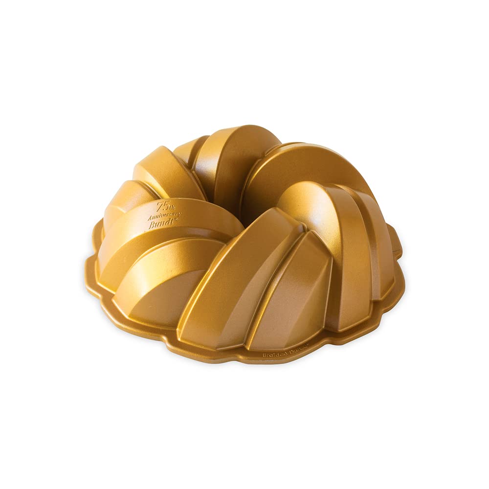 Nordic Ware Nw 95577 75Th Anniversary Braided Rope Bundt Cake Pan, Gold 12 Cup Capacity
