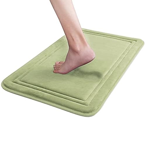 Itsoft Memory Foam Bath Mat Non Slip Absorbent Super Cozy Velvet Bathroom Rug Carpet, Machine Washable, 59 X 23 Inches Sage Gree