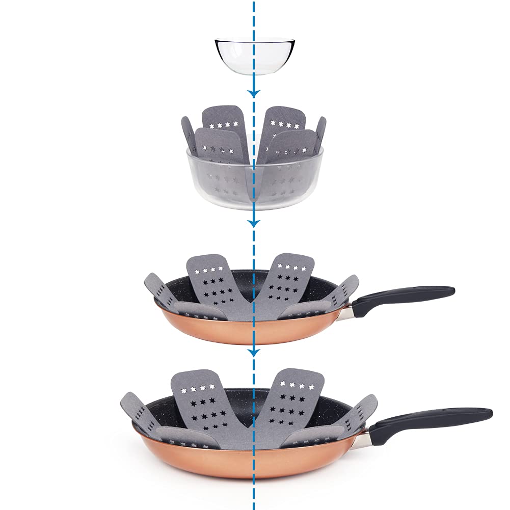 BYKITCHEN Pan Protectors Set of 12, Gray Premium Felt Pads for Stacking and Protecting Cookware, 3 Sizes Included