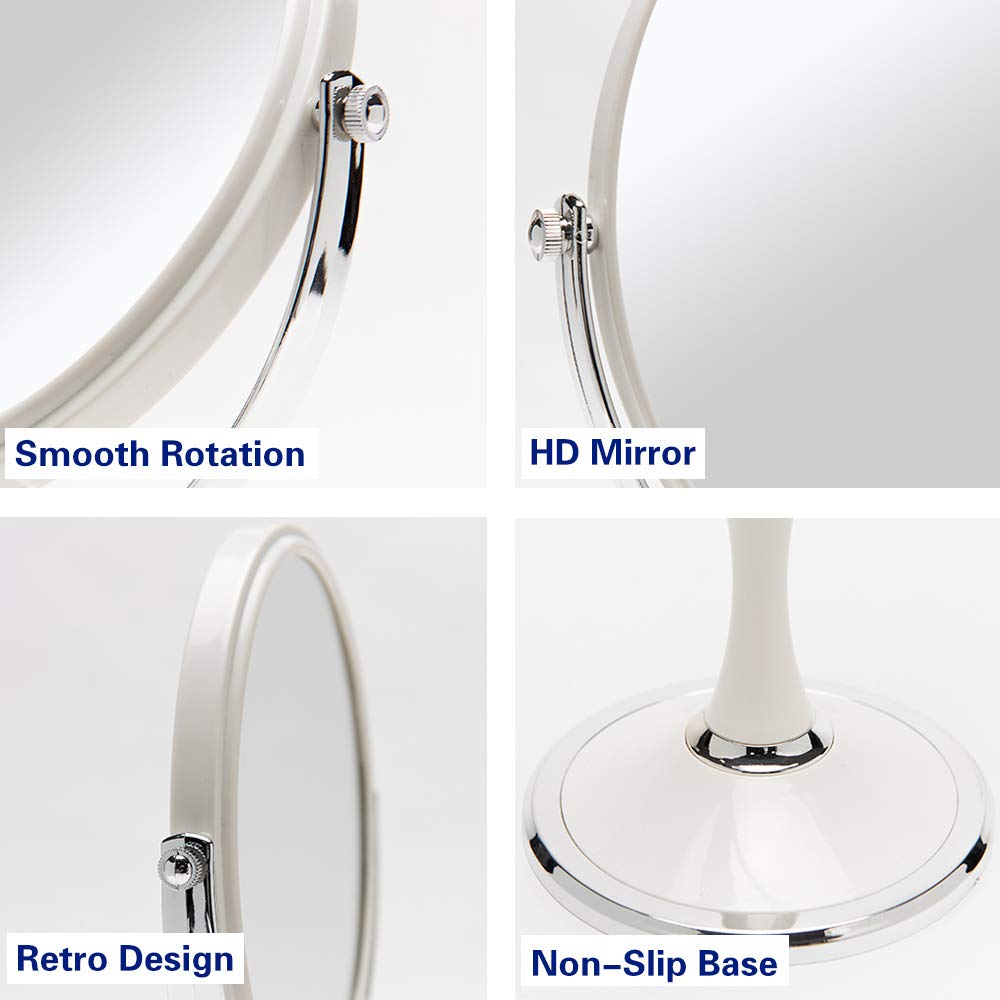 Yeake Vintage Table Mirror With Stand 8-Inch Double Sided Swivel 1X/3X Magnification Desk Mirror With Silver Style 13 Inch Heigh