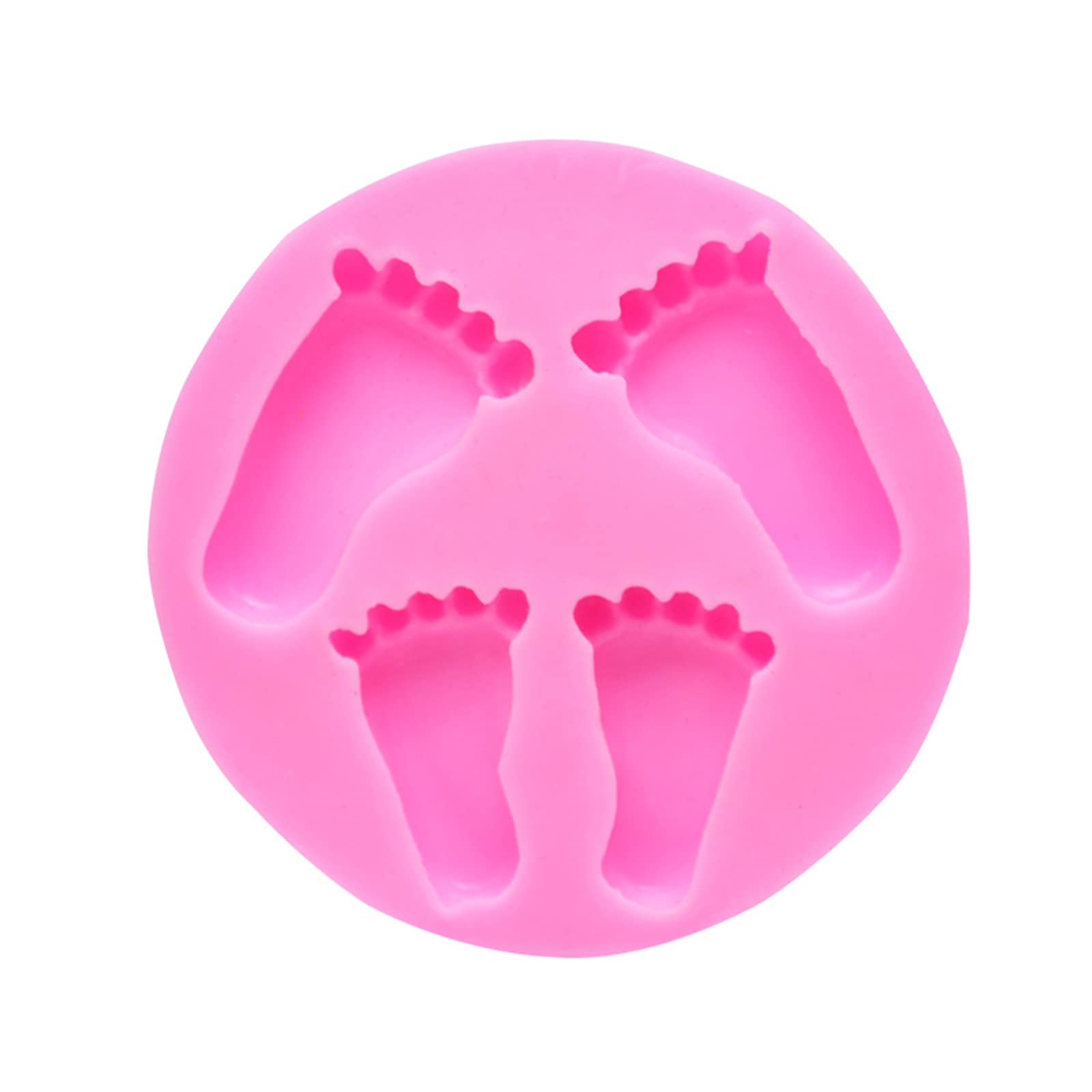 Baby Footprint Silicone Molds For Baby Shower Cake Topper Decoration, 4 Cavities Fondant Mold For Diy Baking Cookie, Chocolate,