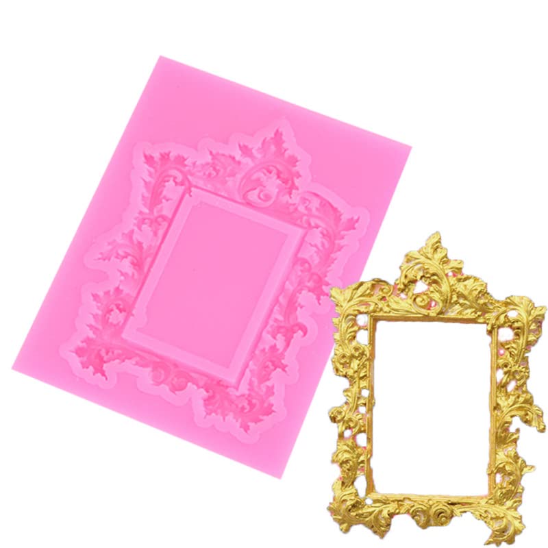 4Pcs Baroque Style Curlicues Scroll Lace Photo Frame Silicone Molds For Diy Fondant Candy Making Chocolate Mold Desserts Gum Cla