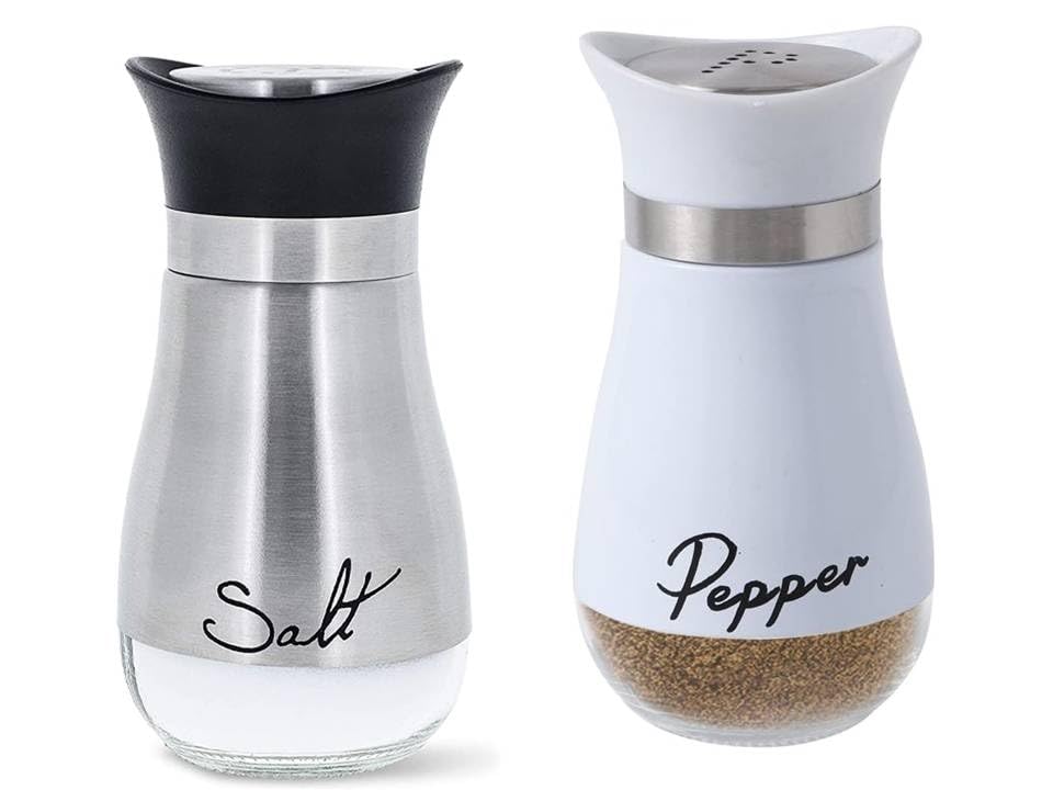 Afrodite Salt & Pepper Shakers Set, Refillable Stainless Steel Salt Pepper Container Spice Shakers Bottle For Home Kitchen, Rest
