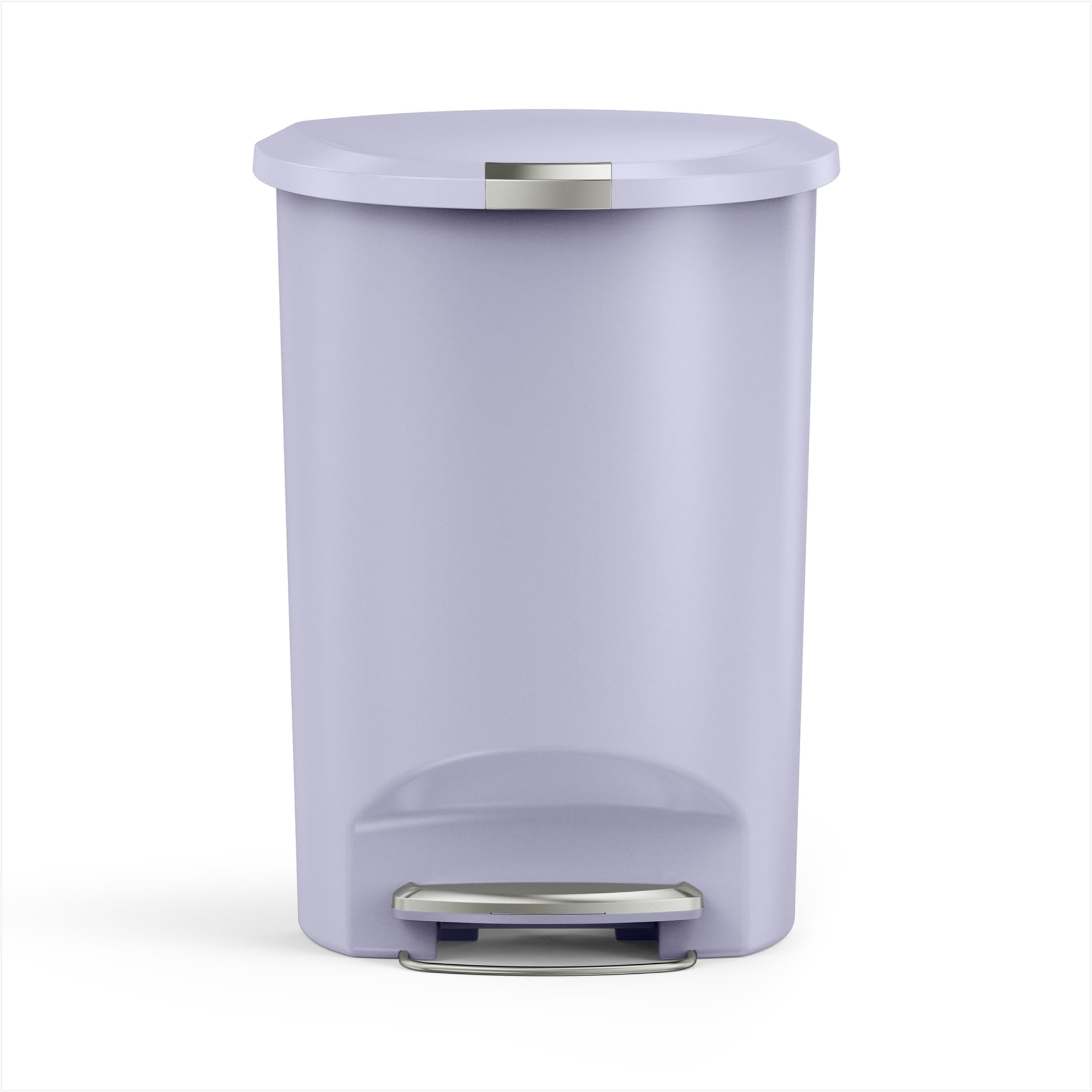 simplehuman 50 Liter / 13 Gallon Hybrid Semi-Round Kitchen Step Trash Can with Secure Slide Lock, Lilac Plastic