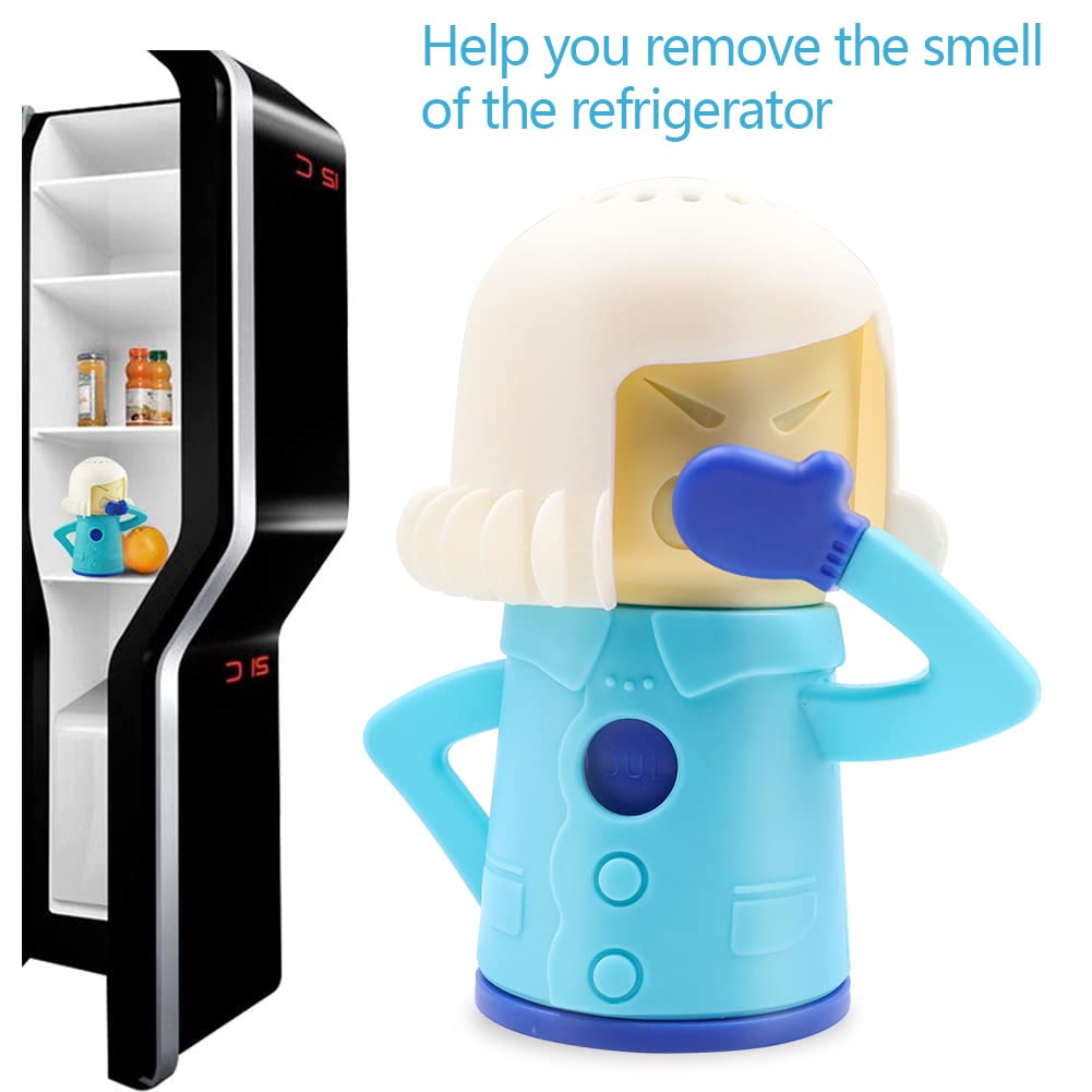 Abnaok Microwave Cleaner & Fridge Deodoriser Set - 2PCS, White/Blue, Easy Clean for Home/Office