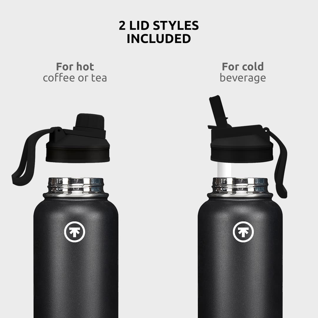 Momentop Water Bottle With 2 Lids | 24 Hr Cold & 12 Hr Hot | Bpa Free | No Condensation | Insulated Stainless Steel | Leak Proof