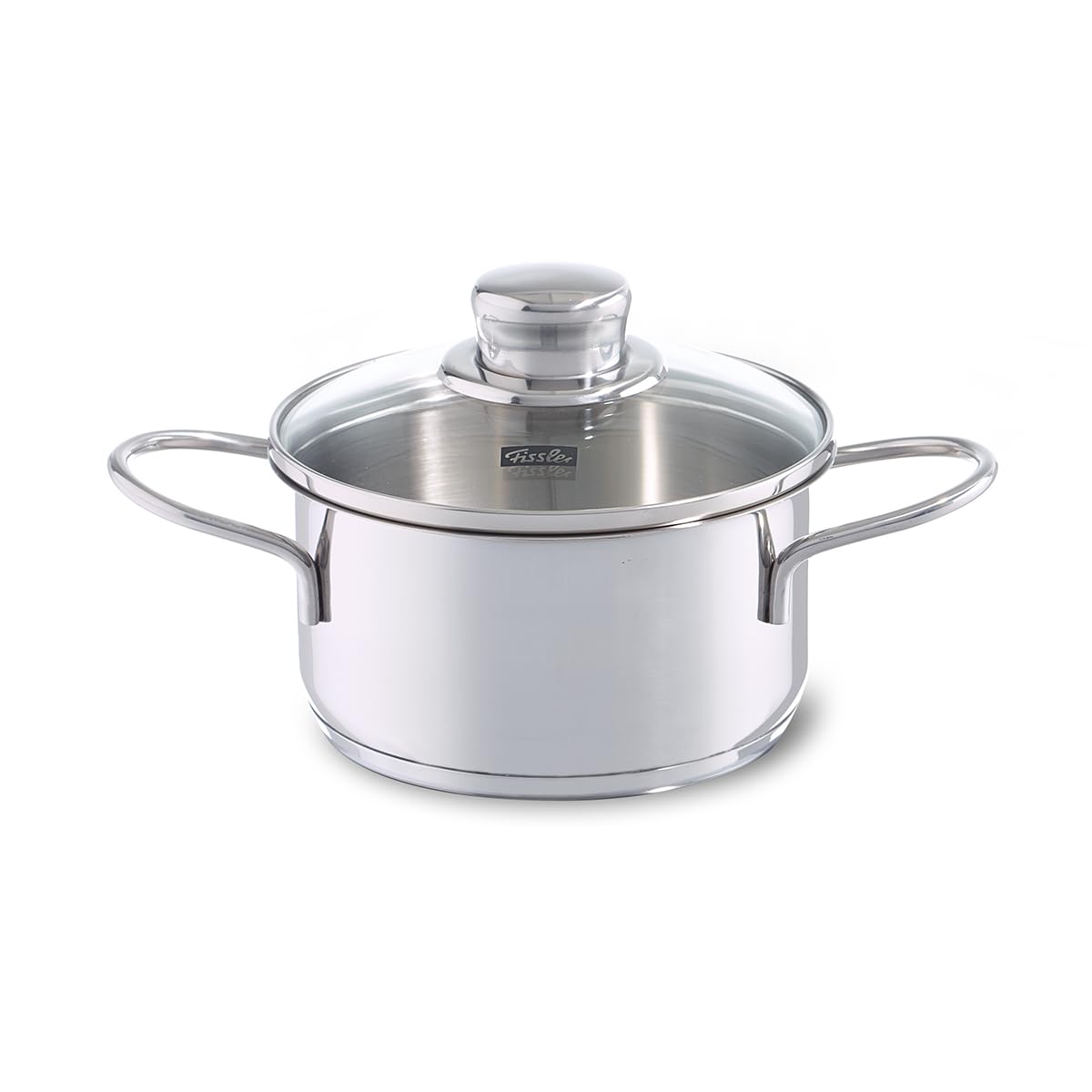 Fissler 00812614000 TwoHandled Pot, Snacky, Casserole, Silver, 5.5 inches (14 cm), Glass Lid, Stainless Steel, Heat Resistan