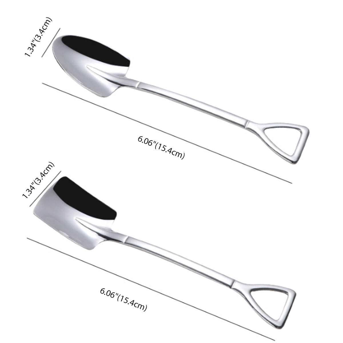 Nmqlx Dessert Spoon Set, 6 Pcs 6'' Shovel Shape Stainless Steel Spoons, Ice Cream Fruit Spoon For Home, Kitchen Or Restaurant