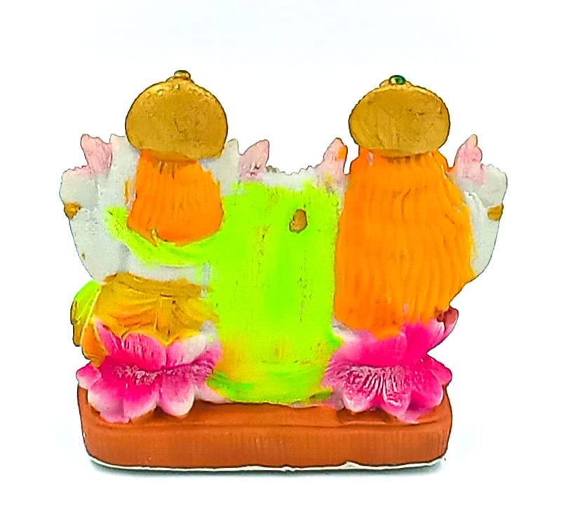 Atut Lakshmi Ganesh Idol In Small Size, Multicolour, Made Up Of Pvc, Unbreakable Decorative Showpiece- 10.5 Cm