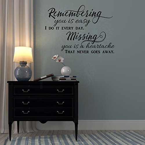 Remembering You - Loving Memory Wall Decals - Die-Cut Adhesive Vinyl Decals - Memorial Wall Decor - Made In Usa - 23''X16'' Blac