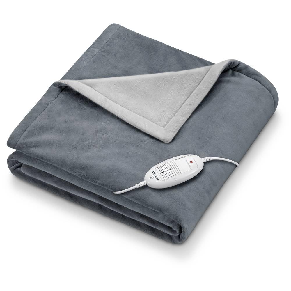 Beurer Hd 75 Dark Grey Electric Blanket, Cuddly Soft Heat Blanket, 6 Temperature Settings, Machine Washable, With Automatic Shut