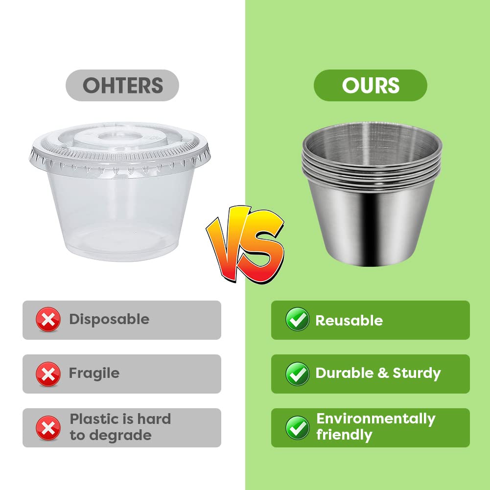 6Pack 2.4oz Small Condiment Containers with Lids  Salad Dressing Container To Go  Stainless Steel Sauce Silicone Leakproof  Reusable  Dipping Cups Lids