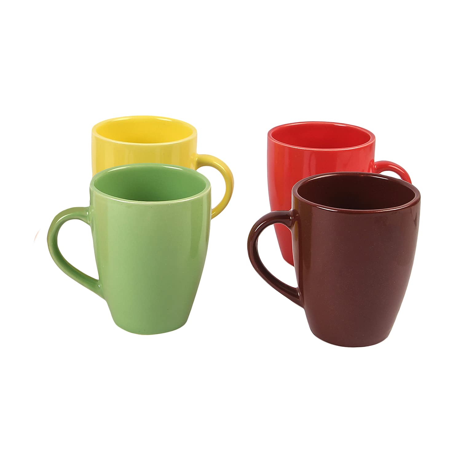 Anwaliya Ceramic Coffee Mug Set Of 4 (280Ml) Handcrafted Design Tea Cups Stackable, Chip Resistant, Large Serving Green Tea Cups