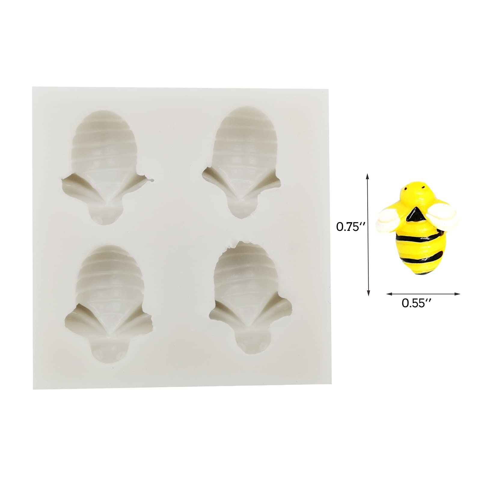 Little Bee Honeybee Animal Silicone Mold, Bee Fondant Mold For Diy Chocolate Candy Pudding Gum Paste Cupcake Cake Topper Decorat