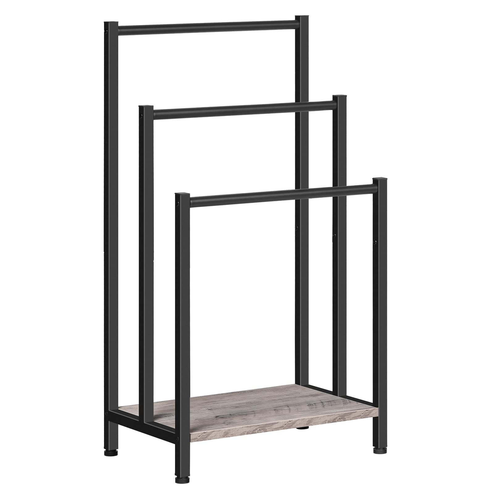 HOOBRO Free Standing Towel Rack, 3 Tier Blanket Rack, Blanket Holder for Bathroom, 16.9 L x 11 W x 31.9 H, Industrial Metal Dryi