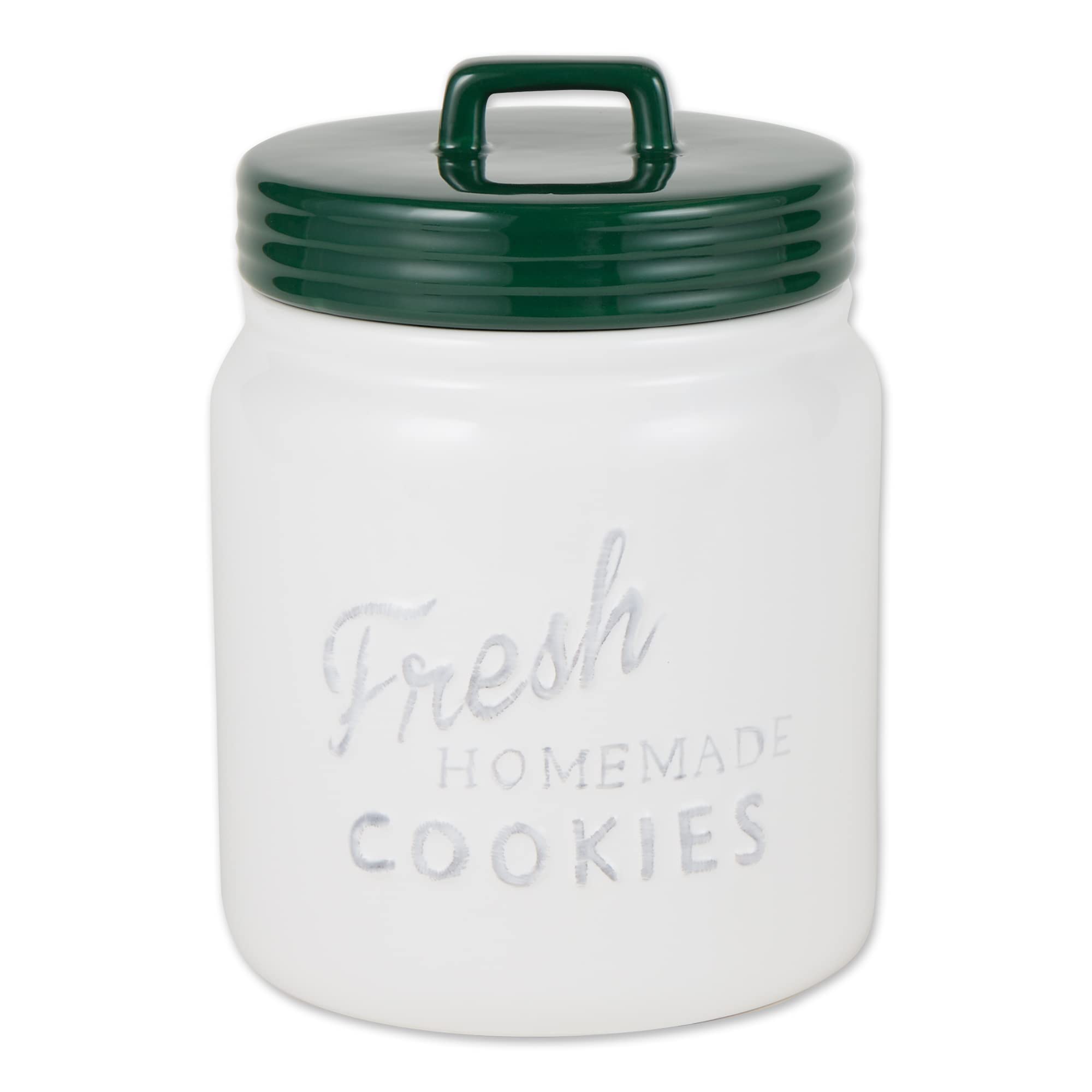 DARK GREEN CERAMIC COOKIE JAR