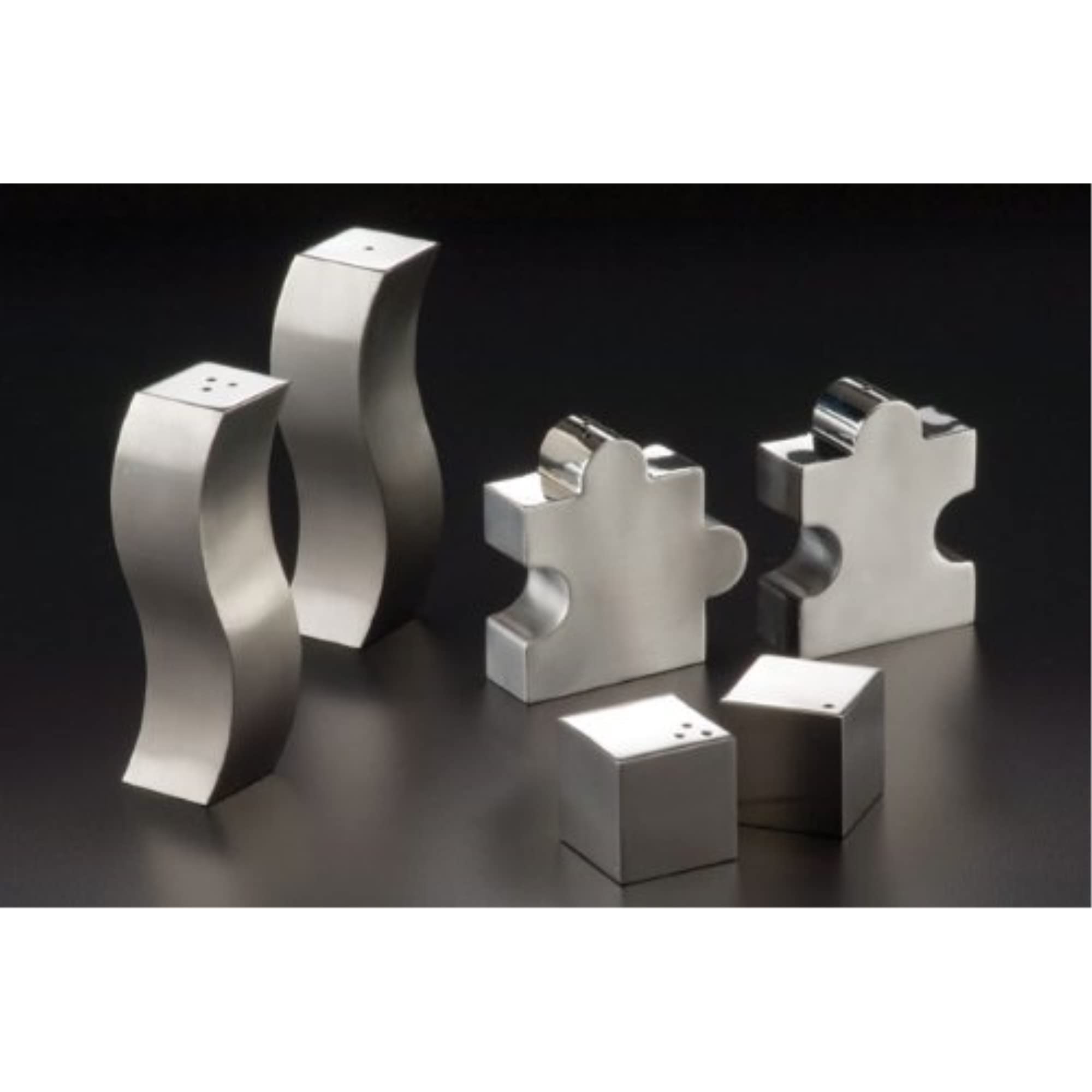 American Metalcraft Dxp4 4 Oz Wavy Salt And Pepper Shakers Silver, 1'' Sq. X 4'' H