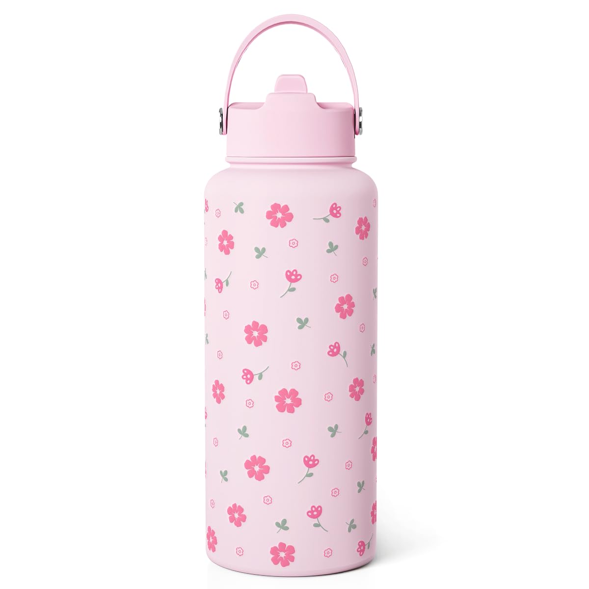 Floral Water Bottle 32oz Stainless Steel with Lid, Insulated Bottles for Women Girls, Gifts Ideas for Birthday Christmas