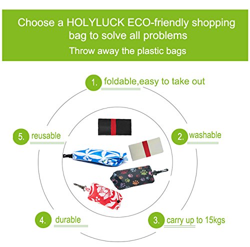 Holyluck Set Of 3 Reusable Grocery Bags,Heavy Duty Foldable Shopping Bag-Sky Blue