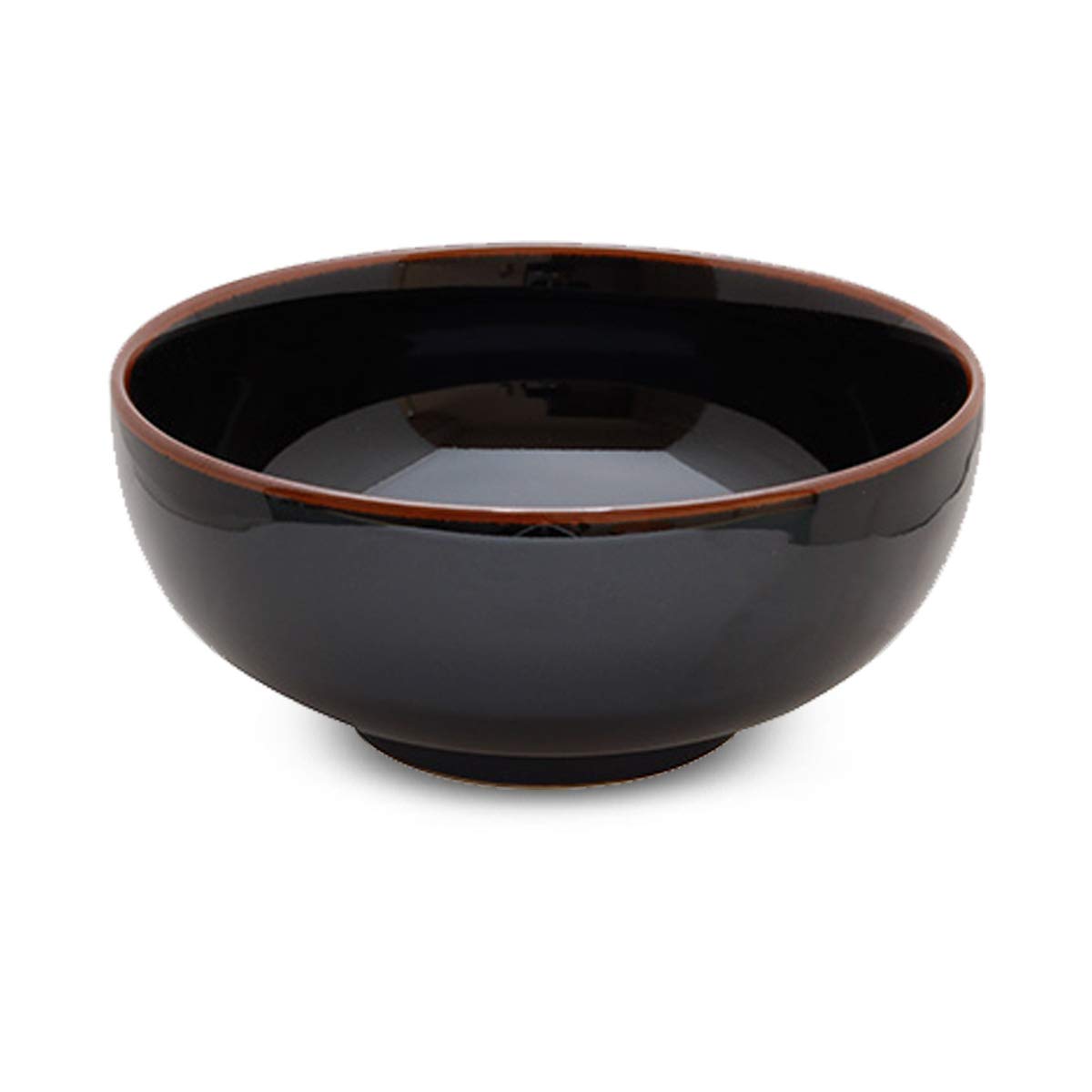Hakusan Porcelain 5-inch Shallow Noodle Rice Bowl, Black, F6.1 x 2.8 inches (15.5 x 7 cm), 28.2 fl oz (800 ml), Tenmoku Hasami W