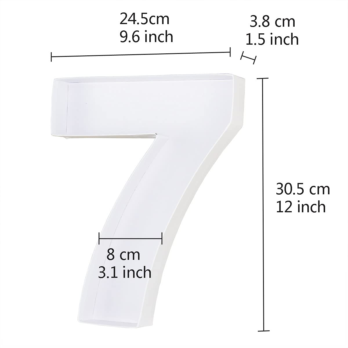 Wenpack 12'' Cardboard Number Shaped Mache Cupcake Strawberries Fillable Carton Box With Clear Lid (White, 7)