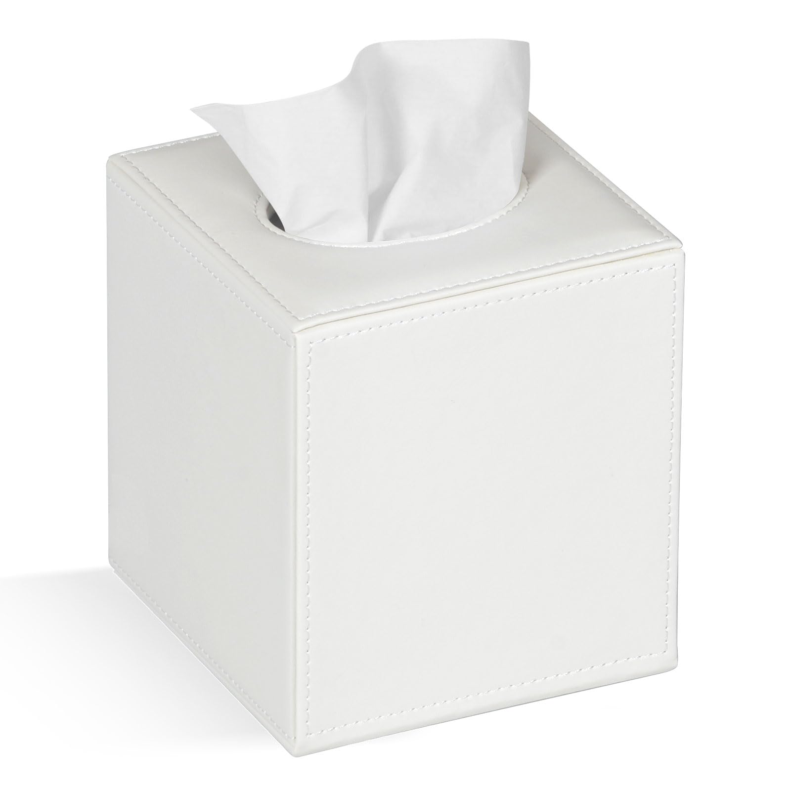 Colylan Tissue Box Cover Square Tissue Box Holder For Bathroom (White)