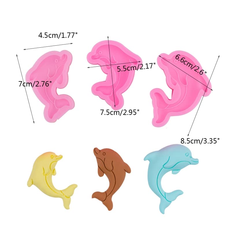 3Pcs Dolphin Marine Animals Silicone Molds For Diy Fondant Candy Making Tools Chocolate Mold Desserts Ice Cube Gum Clay Biscuit