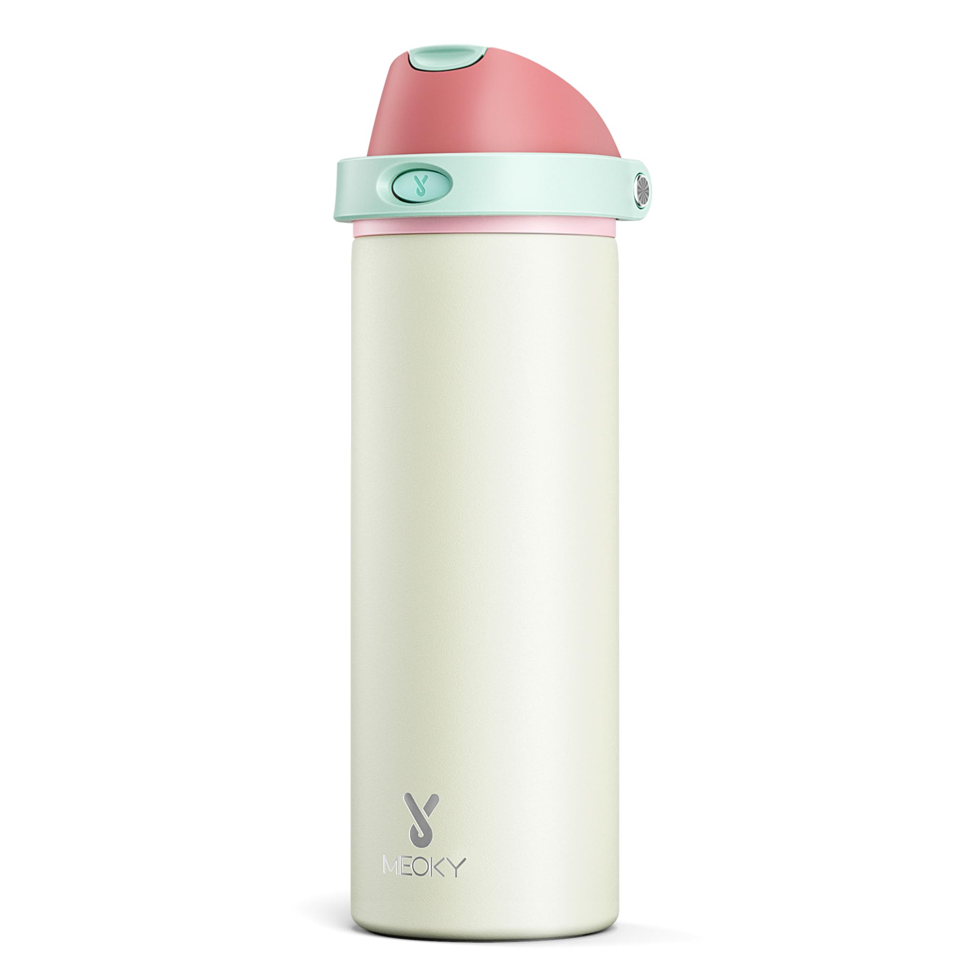24 oz Insulated Water Bottle with Straw: Meoky Stainless Steel Metal Water Bottle with 2-in-1 Lid - Leak Proof, Cold for 24 Hour