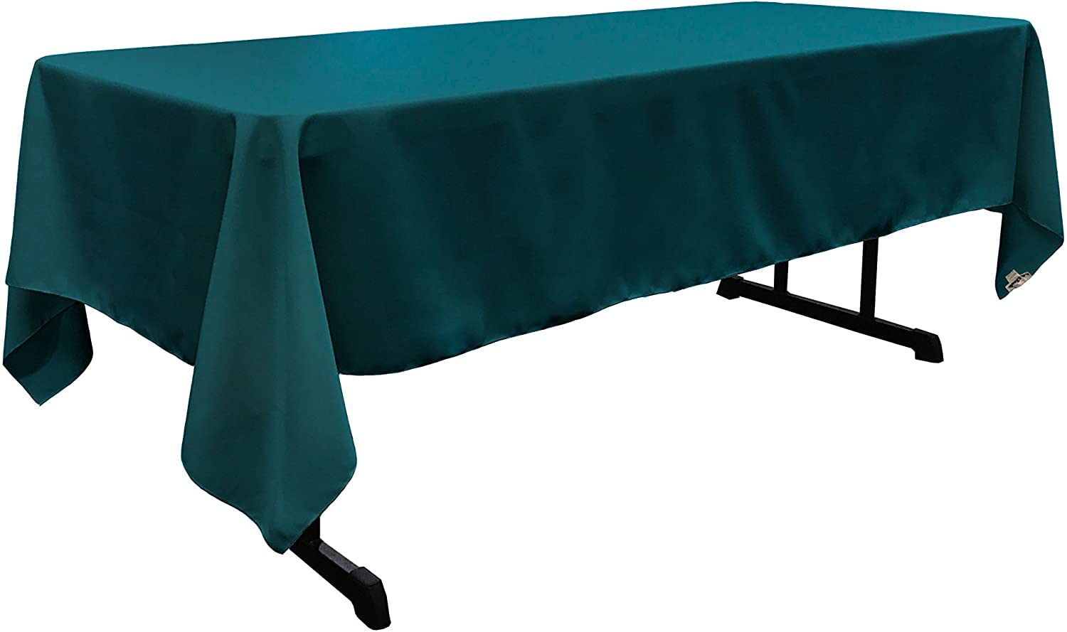 LA Linen Polyester Poplin Rectangular Tablecloth  60 by 120-Inch  Dark Teal