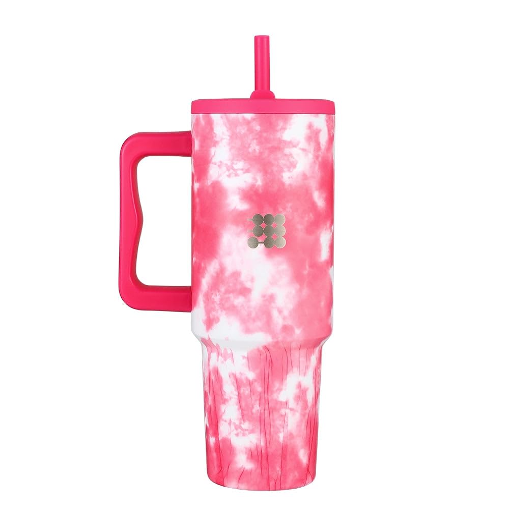 Cubitt SpillFree Tumbler 40 oz  Insulated Thermo Cup  Hot Pink Tie Dye