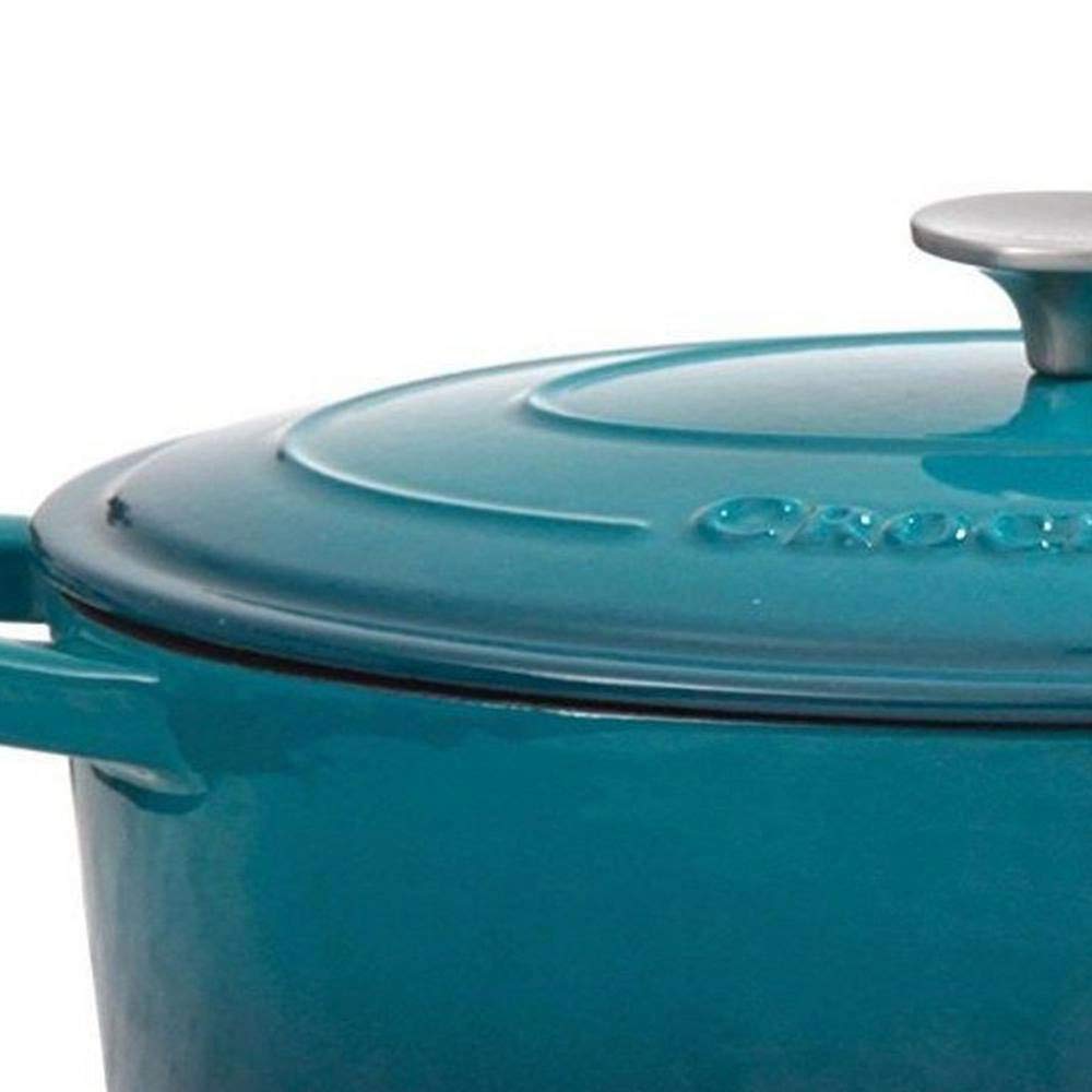 Crock-Pot Artisan Round Enameled Cast Iron Dutch Oven, 5-Quart, Teal Ombre