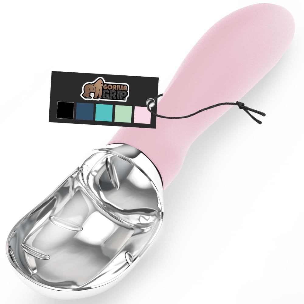Gorilla Grip Heavy Duty Ice Cream Scoop With Comfortable Handle, Professional Grade Scooper For Perfect Round Scoops, Spoon Froz