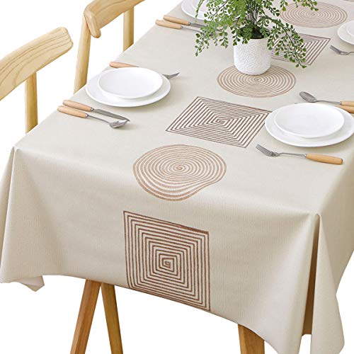 Trudelve Heavy Duty Vinyl Table Cloth For Kitchen Dining Table Wipeable Pvc Tablecloth For Rectangle Table(54X78,Geometry)