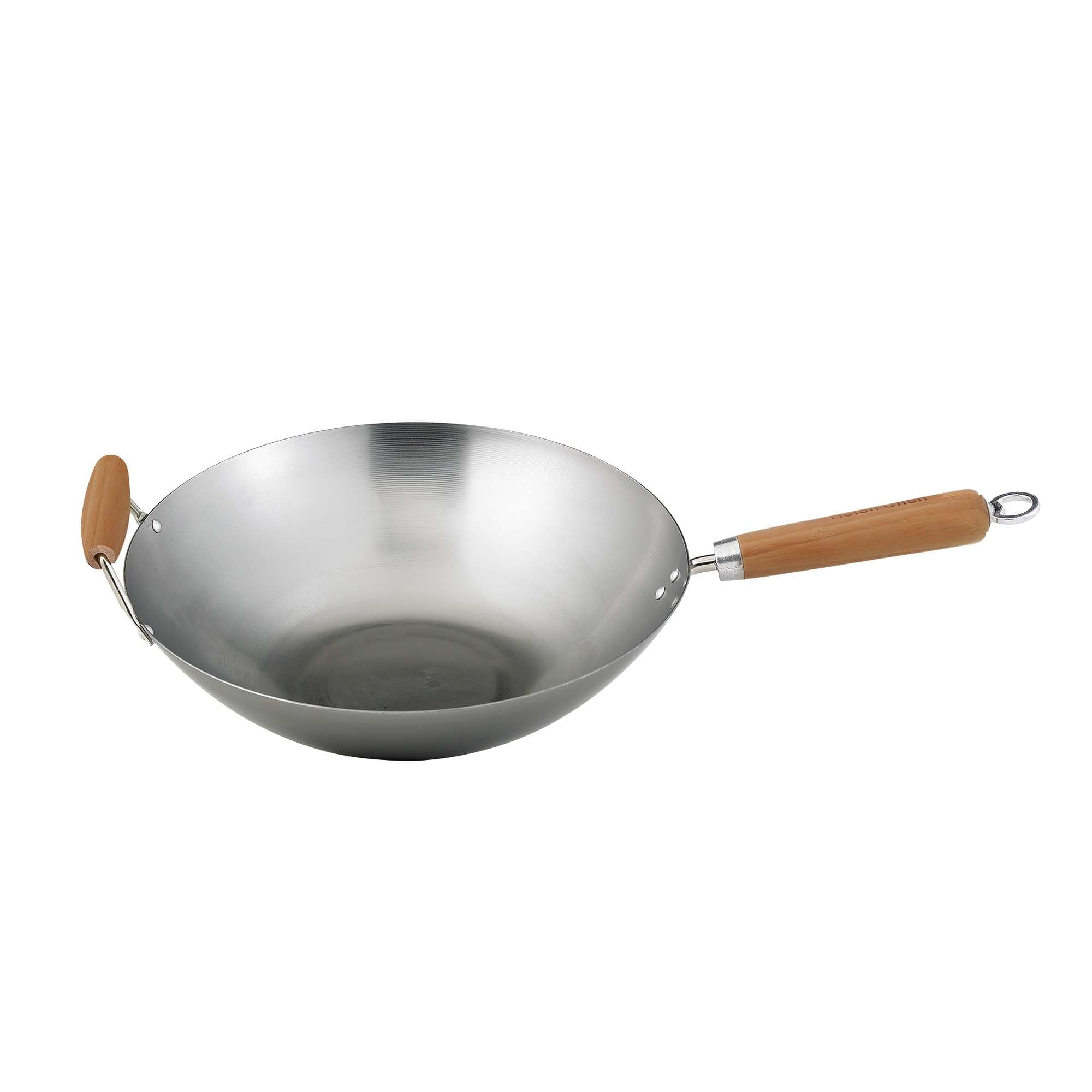 Helens Asian Kitchen Wok, Carbon Steel and Bamboo, 14-Inches