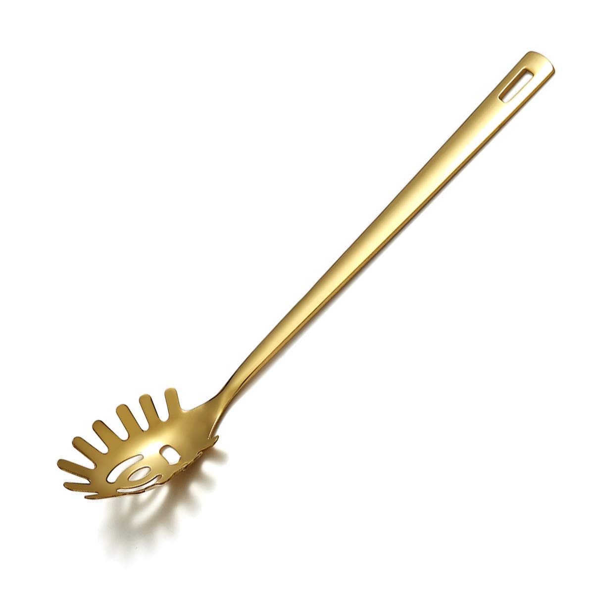 Gold Spaghetti Spoon, Berglander Pasta Server With Titanium Gold Plating, Stainless Steel Spaghetti Server For Cooking, Pasta Fo