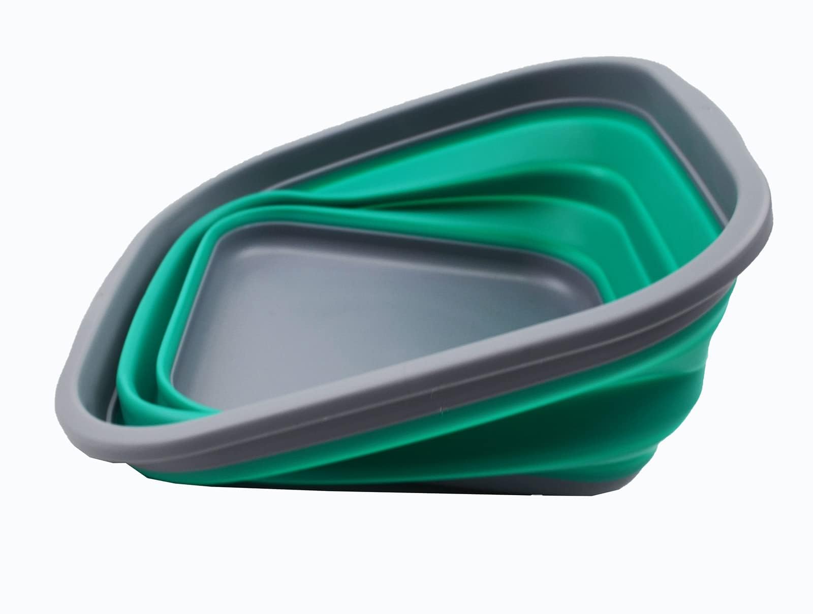 SAMMART 55L (14 gallons) collapsible Tub - Foldable Dish Tub - Portable Washing Basin - Space Saving Plastic Washtub (Dark greyBluish-green  1)