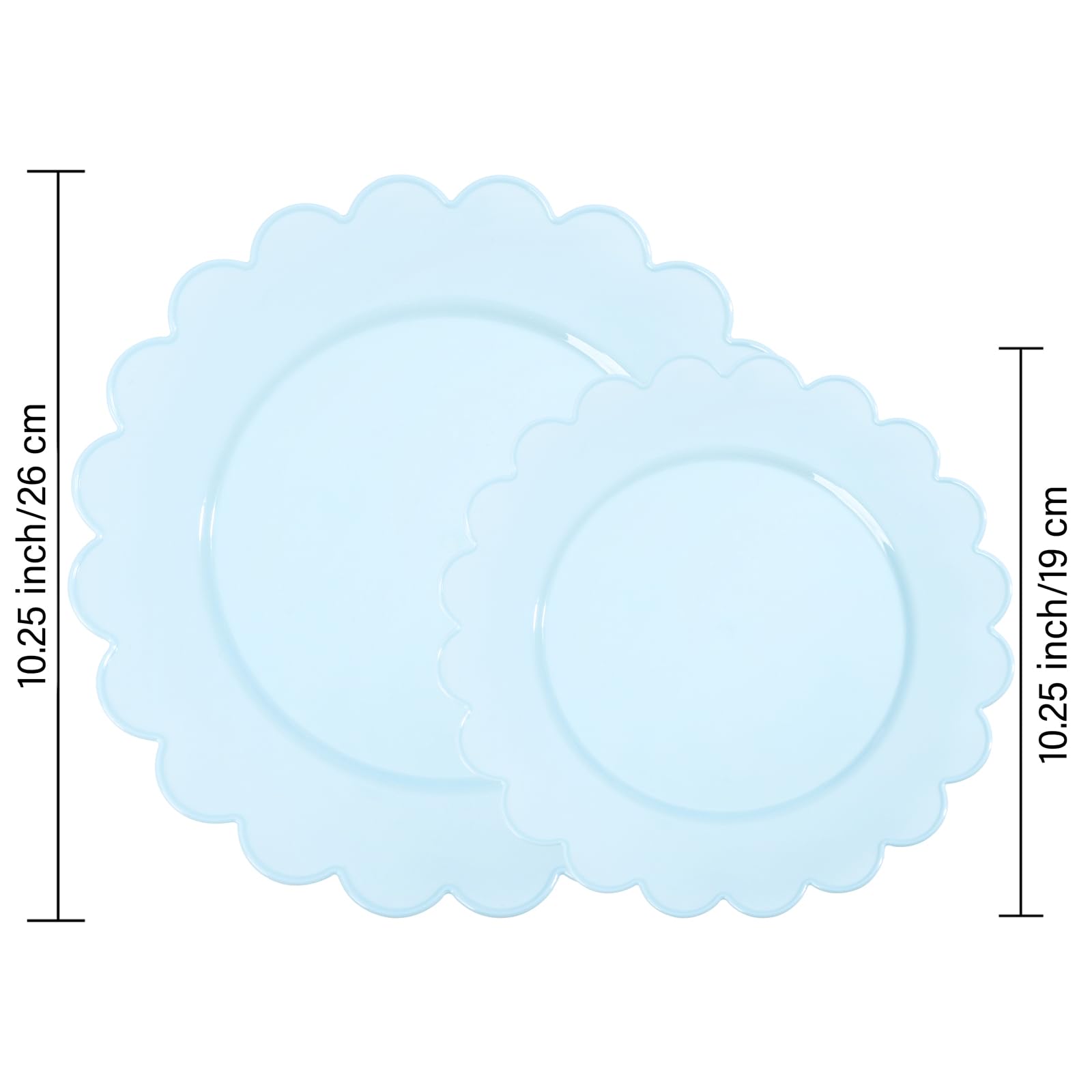 supernal 100pcs Blue Scalloped Plastic Plates-Blue Disposable Plates Heavy Duty-Disposable Plate Set for Party Wedding-Include 5